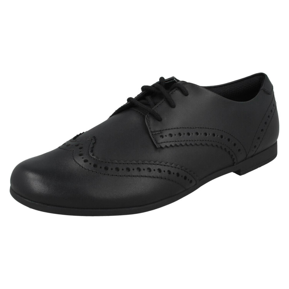 (Black, UK 8 Junior) Girls Clarks School Shoes Scala Lace - F Fit