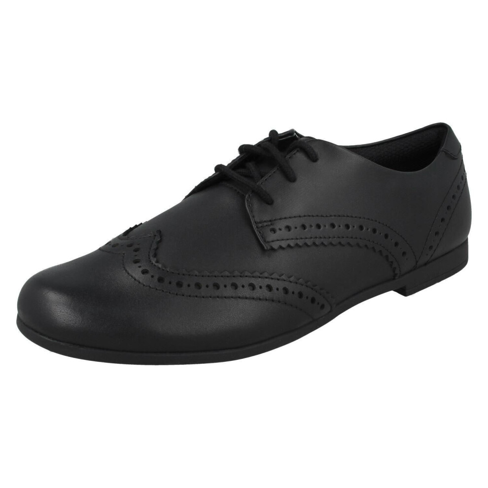 (Black, UK 1 Child) Girls Clarks School Shoes Scala Lace - H Fit