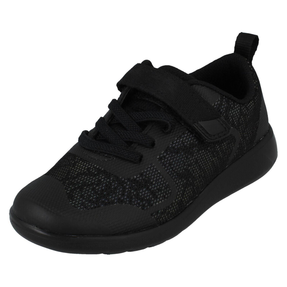 (Black, UK 5 Child) Boys Clarks Casual Trainers Scape Bright - G Fit