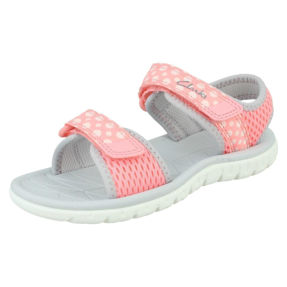Clarks (, Uk 10.5 Child) Childrens Light Weight Sandals Surfing Tide T - G Fit Pink