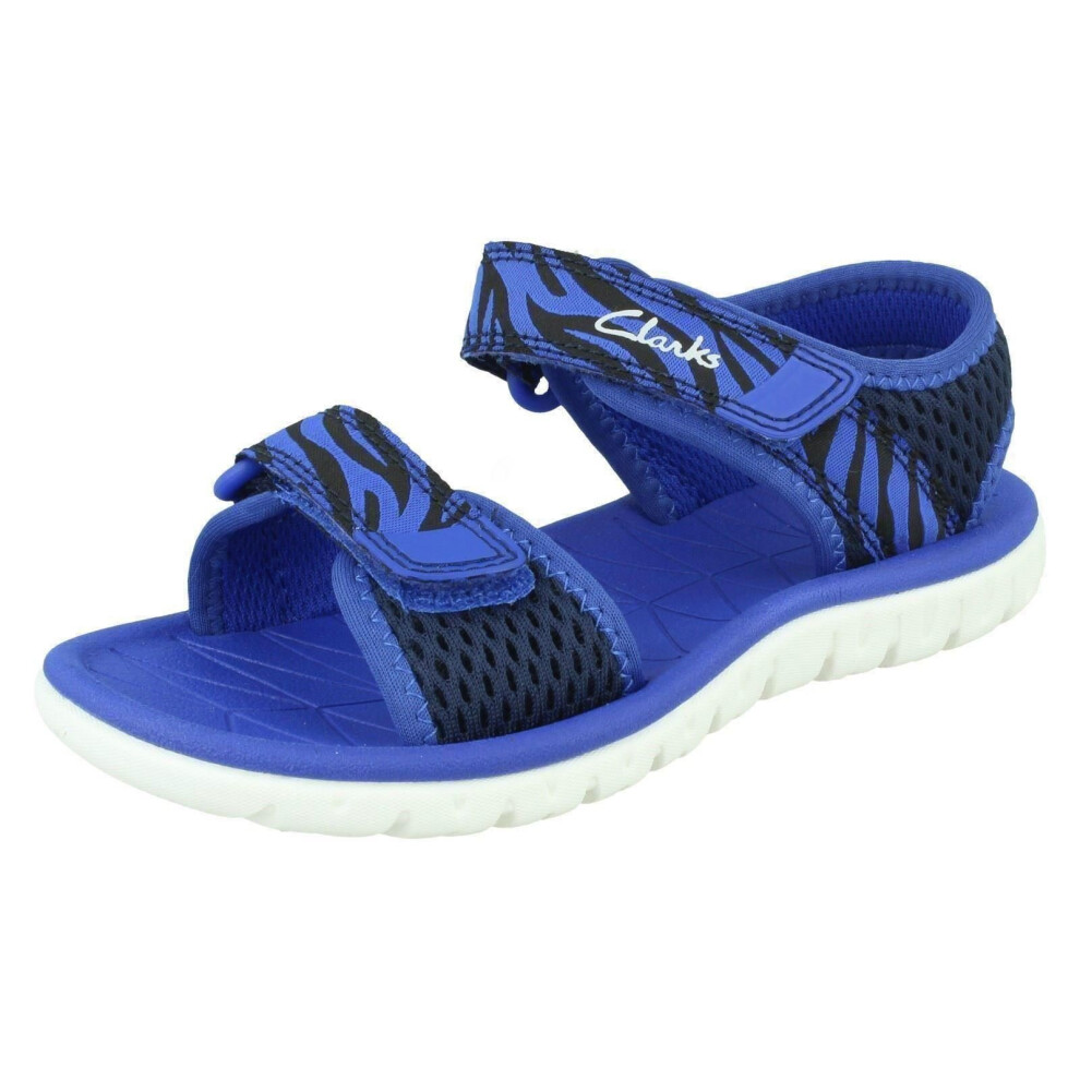 (Navy, UK 10 Child) Childrens Clarks Casual Summer Sandals Surfing Tide K - F Fit