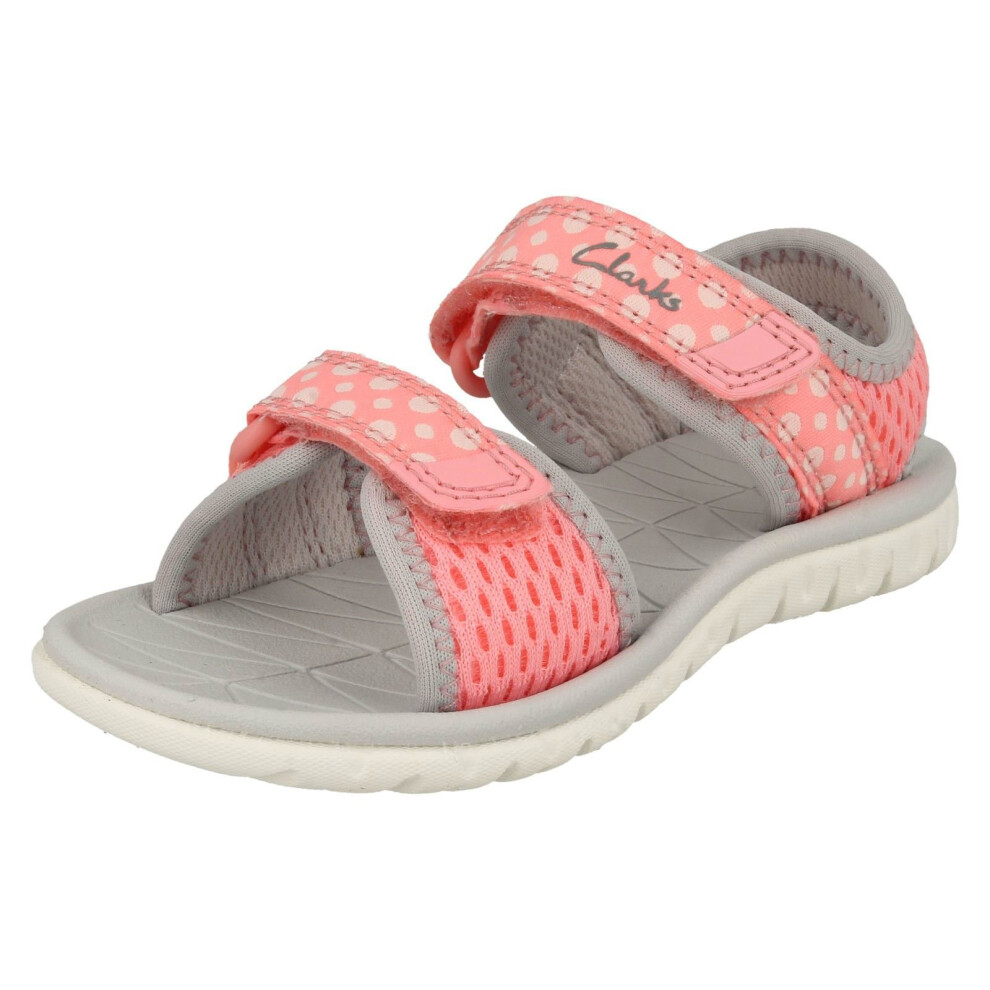 (Pink, UK 7.5 Infant) Boys Clarks Casual Strapped Sandals Surfing Wave - F Fit