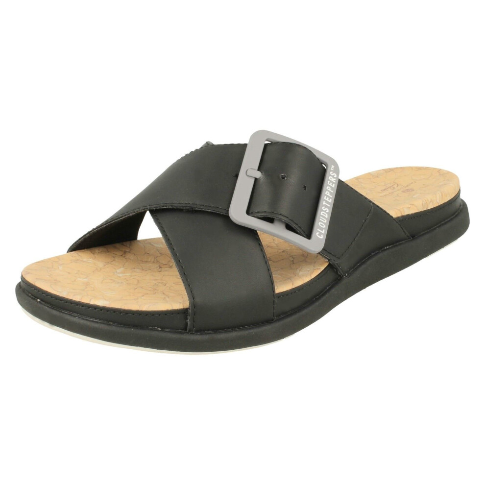 (Black, UK 3.5) Ladies Clarks Cloudsteppers Mule Sandals Step June Tide - D Fit