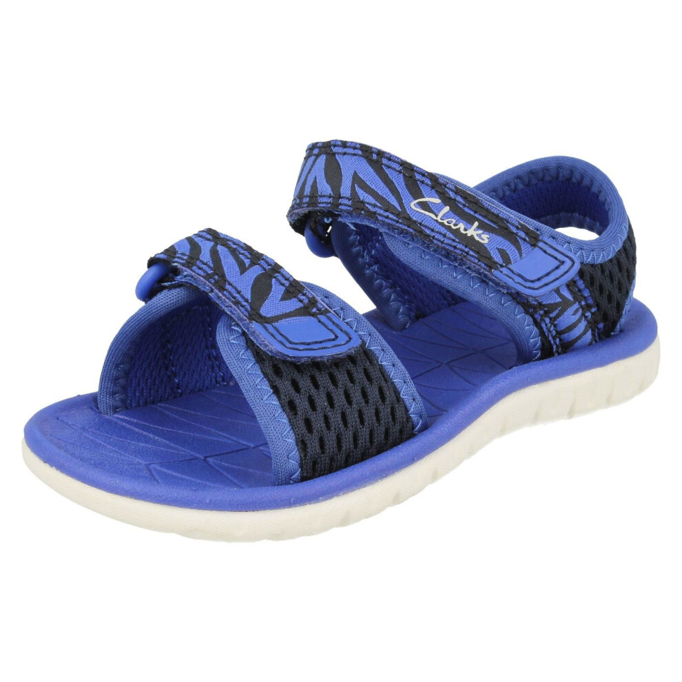 Clarks (Navy, Uk 9.5 Child) Childrens Casual Summer Sandals Surfing Tide T 20 - F Fit Blue