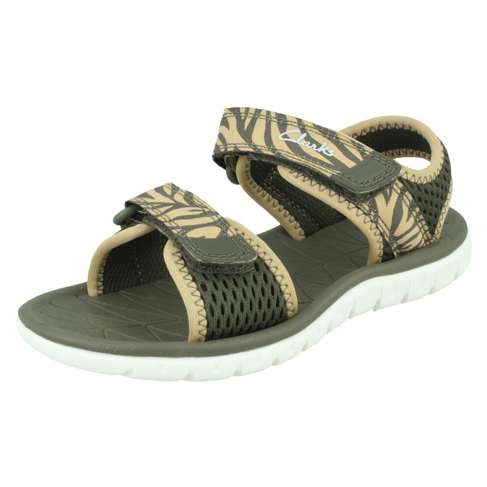 (Green, UK 8 Child) Childrens Clarks Casual Summer Sandals Surfing Tide T 20 - F Fit