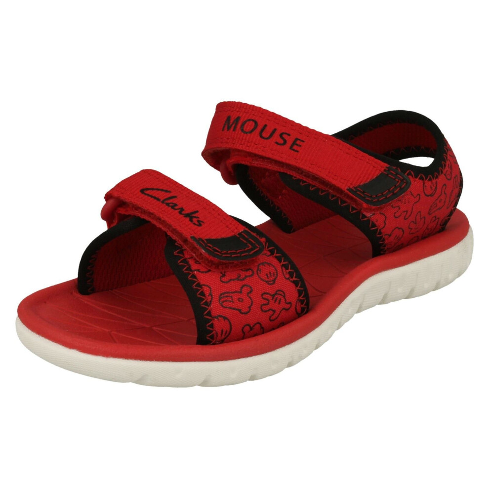 (Red, UK 4 Infant) Girls Clarks Casual Summer Sandals Surfing Sea - F Fit