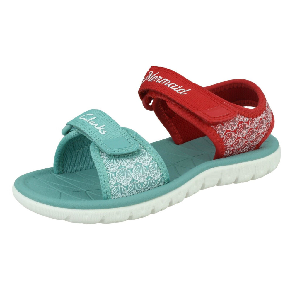 (Red, UK 4 Infant) Girls Clarks Casual Summer Sandals Surfing Sea -   Fit