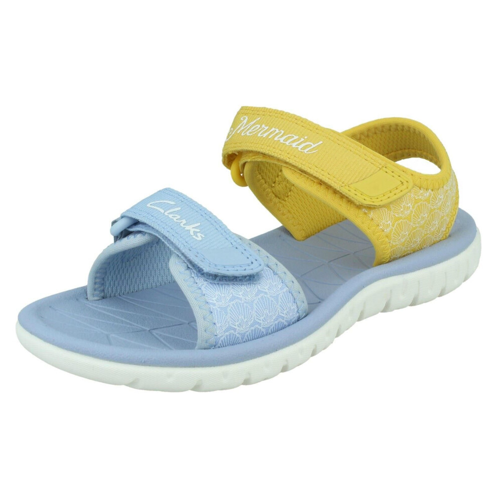 (Yellow, UK 9.5 Child) Girls Clarks Casual Summer Sandals Surfing Sea -   Fit