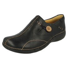 (Black, UK 7) Ladies Unstructured by Clarks Slip On Mule Shoes Un Loop 2 Strap - D Fit