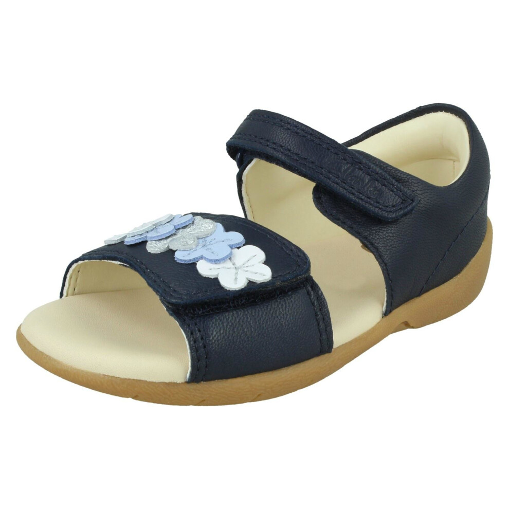 (Navy, UK 8 Child) Girls Clarks Open Toe Sandals Zora Spark T - G Fit