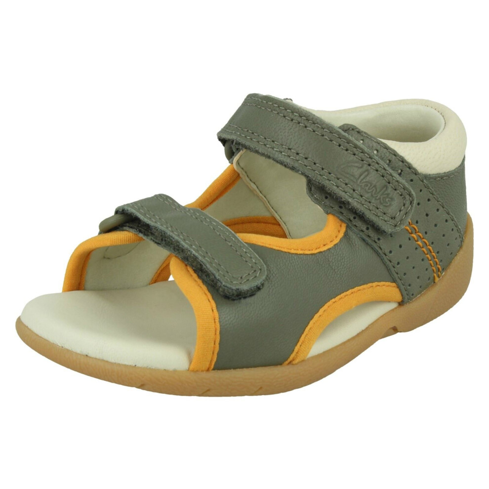 (Khaki, UK 7 Infant) Boys Clarks Casual Sandals Zora Spirit - G Fit