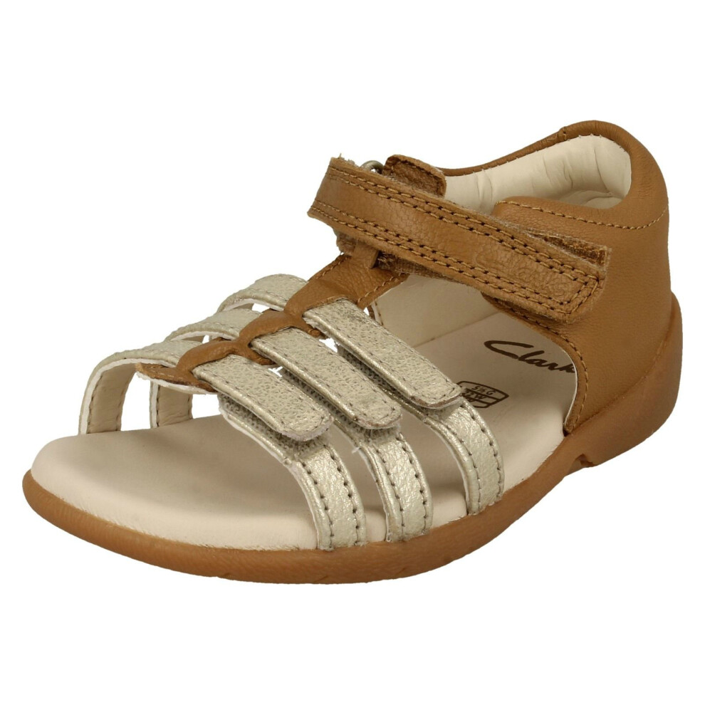 (Tan, UK 9 Child) Boys Clarks Casual Sandals Zora Spirit - F Fit