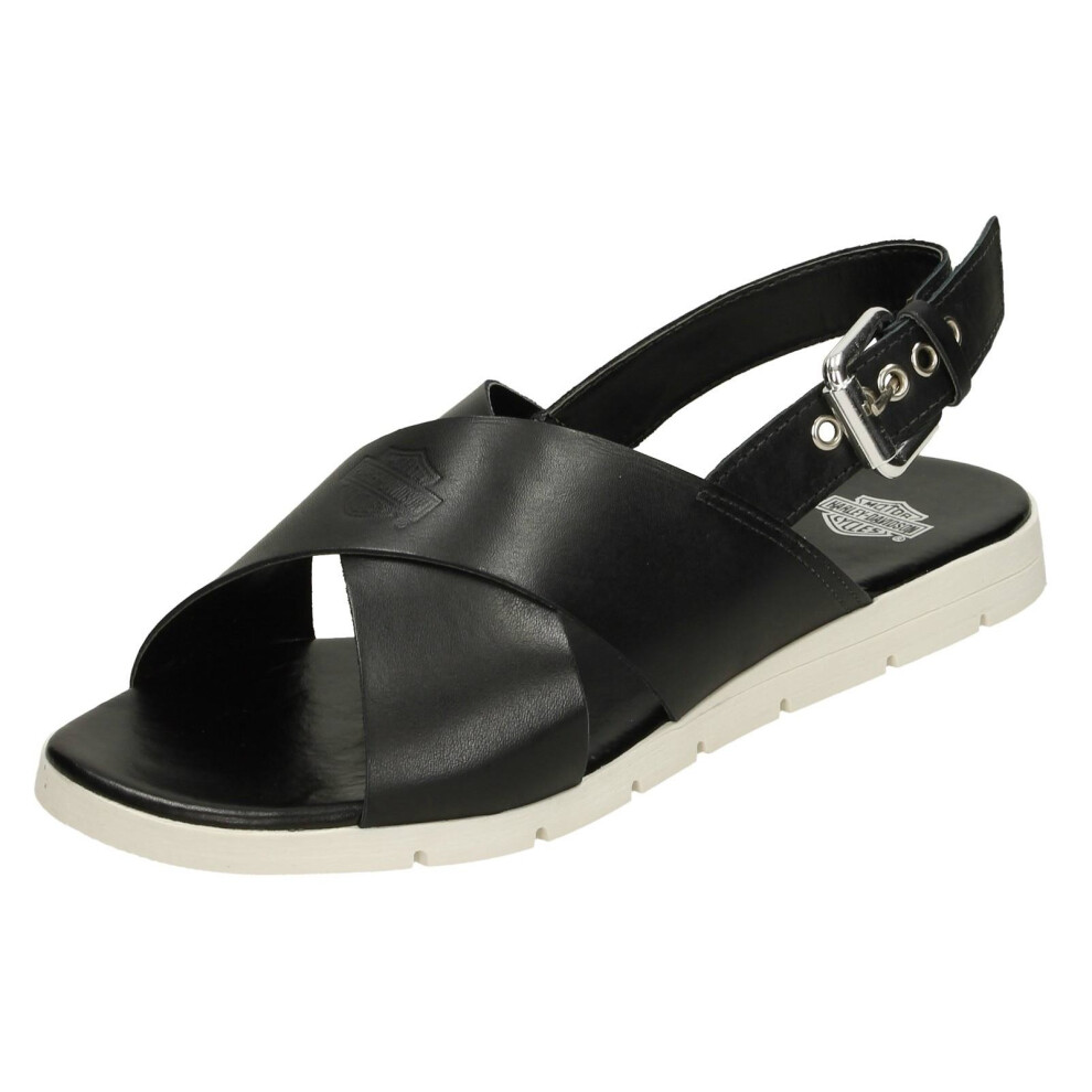 (Black, UK 5) Ladies Harley Davidson Casual Slingback Sandals Doron