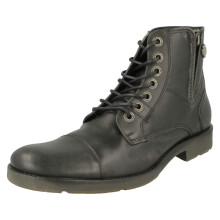 (Black, UK 6) Mens Harley Davidson Lace Up Ankle Boots Maine