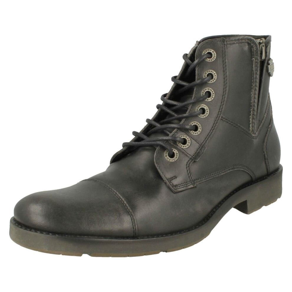 (Black, UK 12) Mens Harley Davidson Lace Up Ankle Boots Maine
