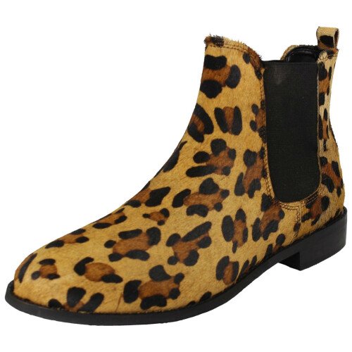 (Animal Print, UK 6.5) Ladies Leather Collection Chelsea Ankle Boots
