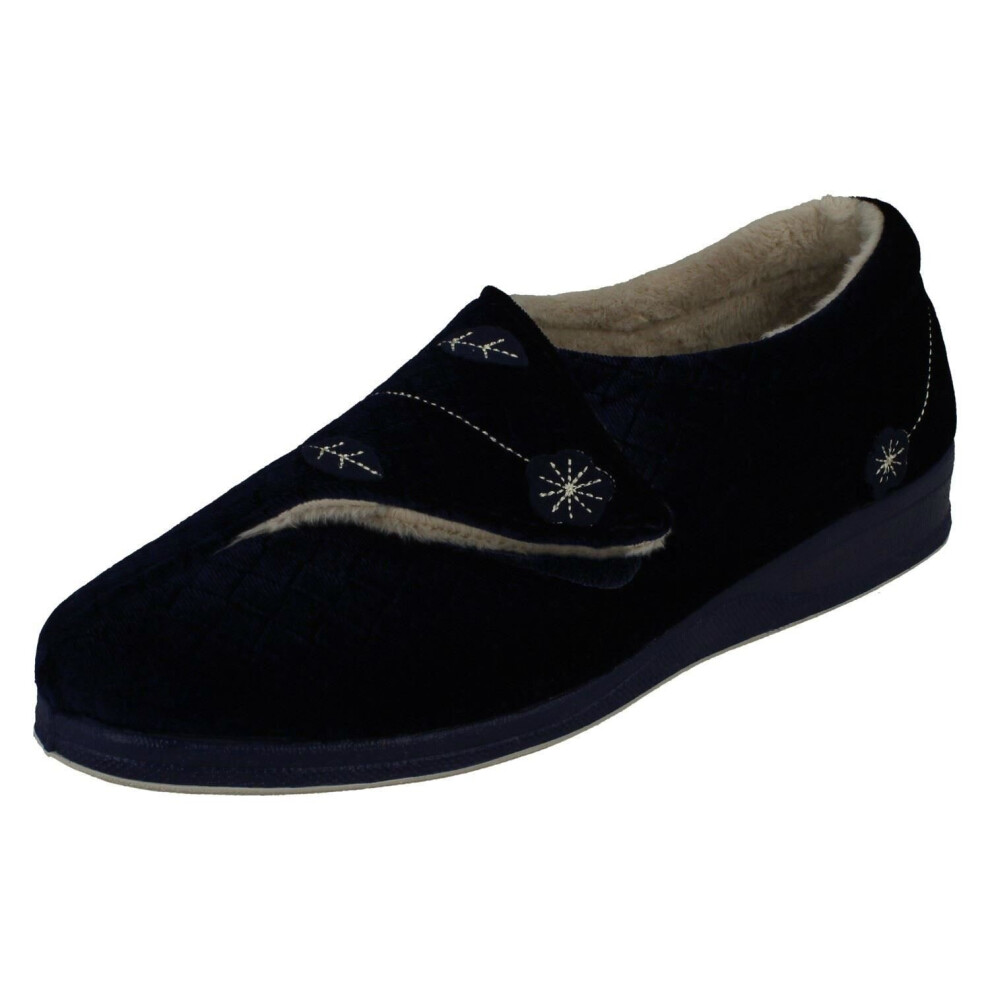 (Navy, UK 4) Ladies Padders Full Slippers Amelia 4021