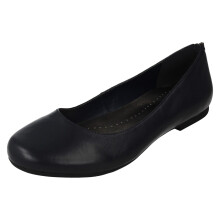 (Navy, UK 5) Ladies Leather Collection Flat Shoes