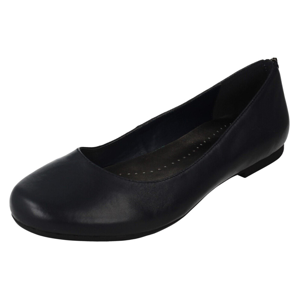 Leather Collection (Navy, Uk 5) Ladies Flat Shoes