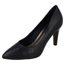 (Navy, UK 5) Ladies Leather Collection Court Shoes