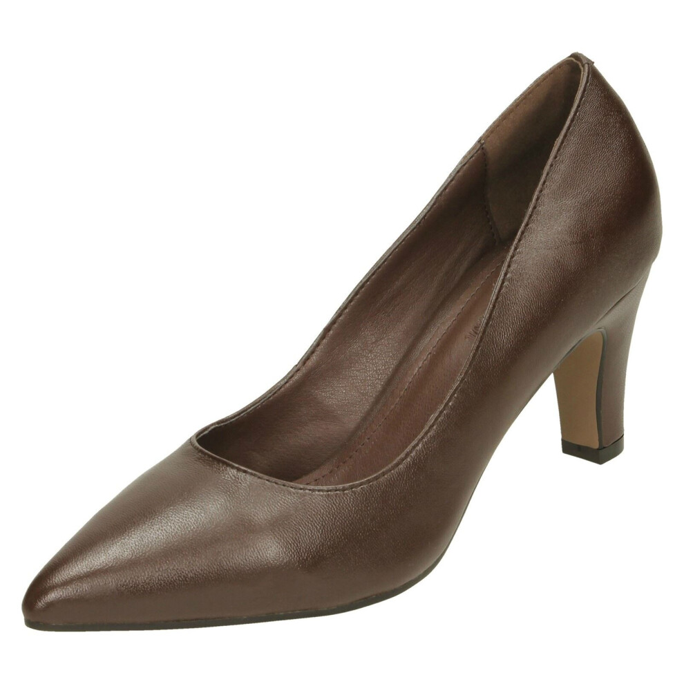 (Brown, UK 4) Ladies Leather Collection Court Shoes