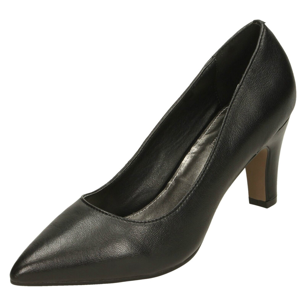 (Black, UK 3) Ladies Leather Collection Court Shoes