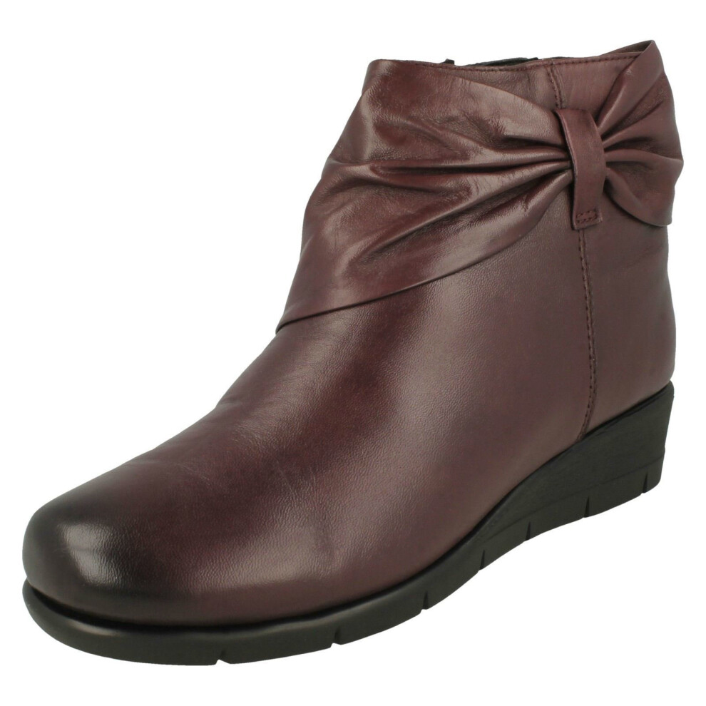 (Burgundy, UK 4.5) Ladies Padders Bow Detailed Ankle Boots Cedar