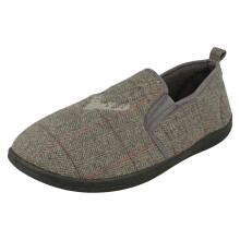 (Grey, UK 8) Mens Padders Stag Detailed Slipper Huntsman