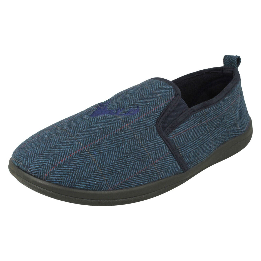 (Navy, UK 11) Mens Padders Stag Detailed Slipper Huntsman