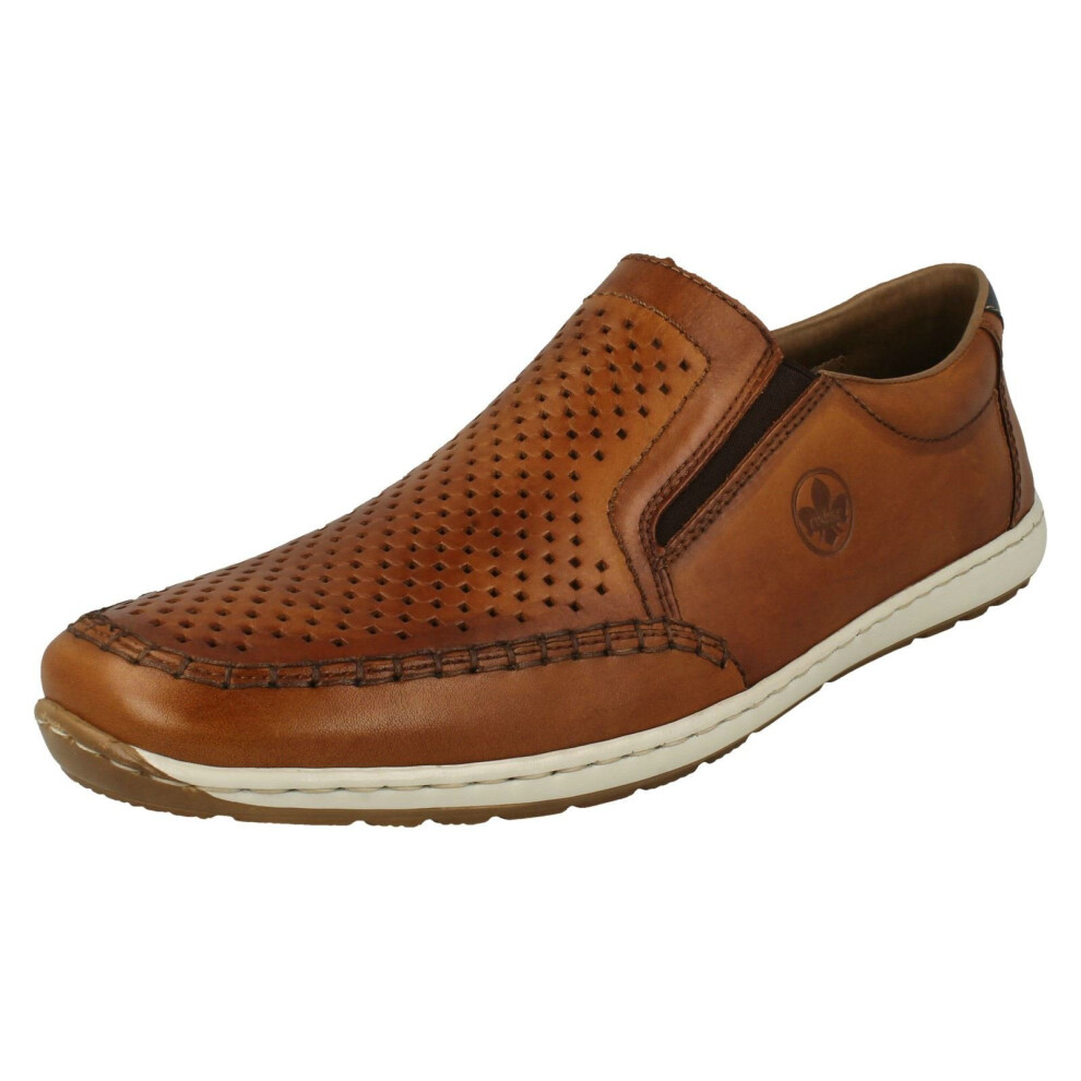 (Brown, UK 7.5) Mens Rieker Loafer Style Shoes 08868