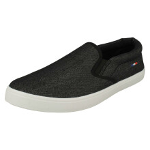 (Black, UK 10) Mens Reflex Slip On Pumps A1128