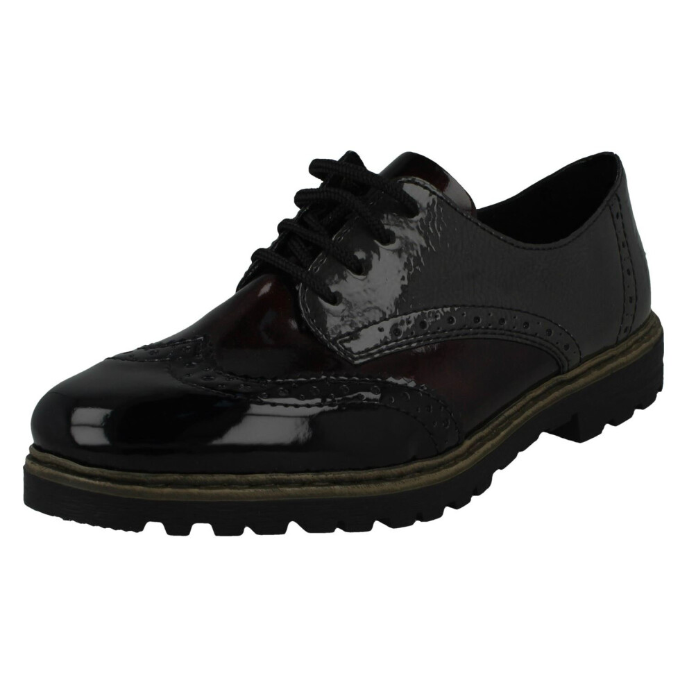 (Black, UK 7.5) Ladies Rieker Lace Up Brogues M4823