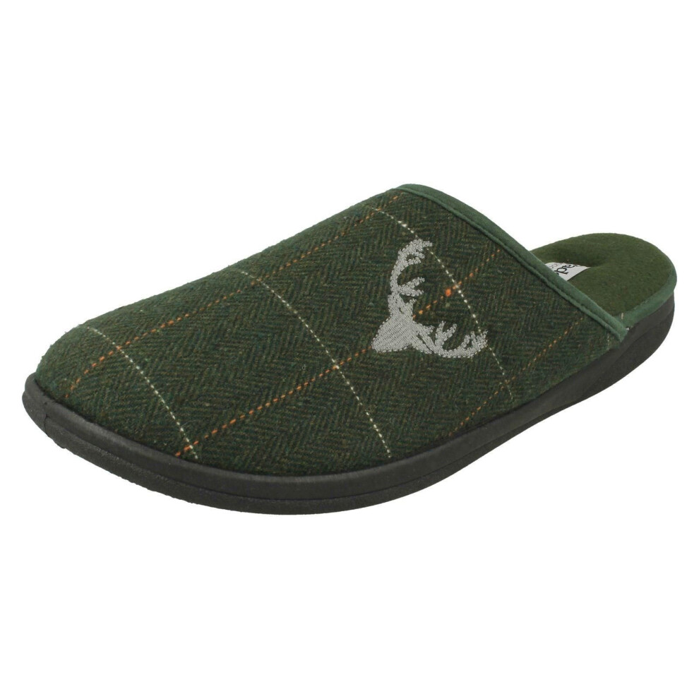 Padders (Green, Uk 7) Mens Stag Detailed Mule Slippers Stag