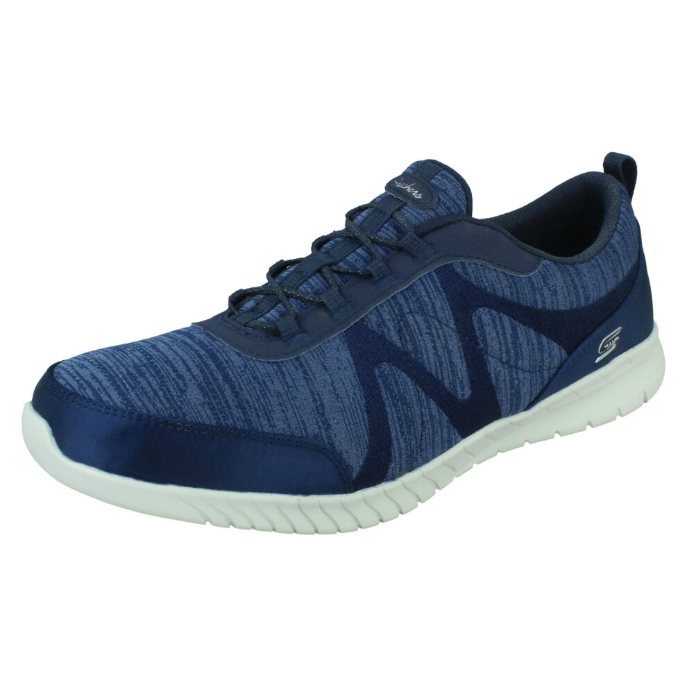 (Navy, UK 3.5) Ladies Skechers Slip On Trainers Wave-Lite-Fleeting 23659