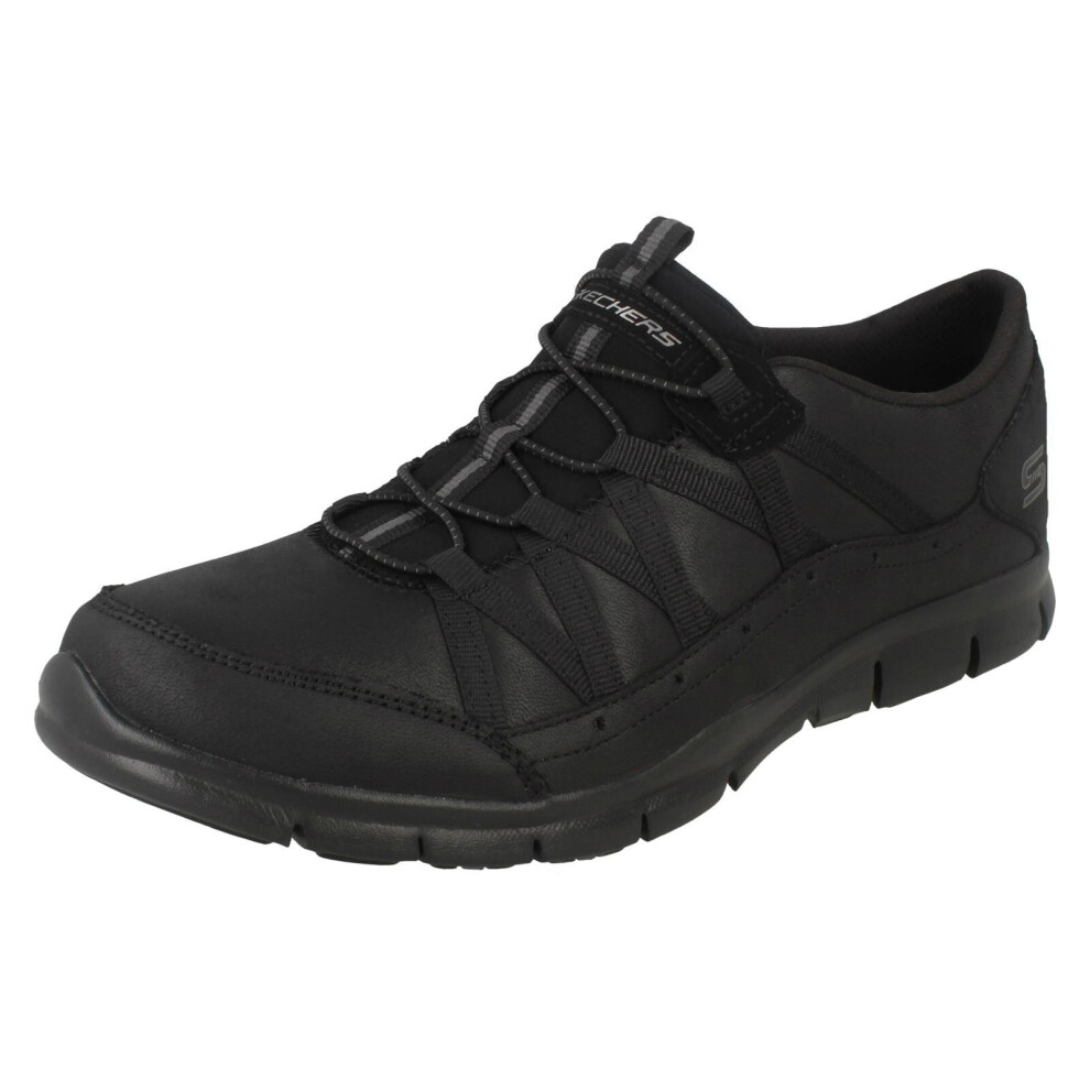 (Black, UK 4) Ladies Skechers Flex Trainers Gratis Fine Taste