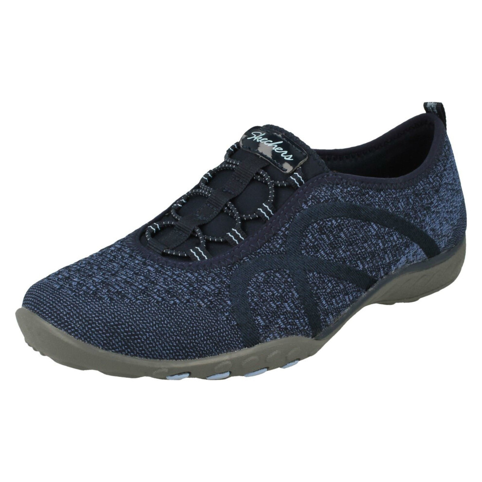 (Navy, UK 3) Ladies Relaxed Fit From Skechers Wide Fitting Trainers Fortuneknit 23028