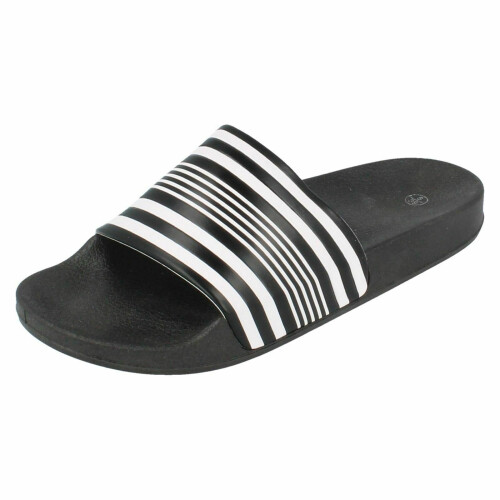 (Black, UK 6) Mens Spot on Striped Mule 1