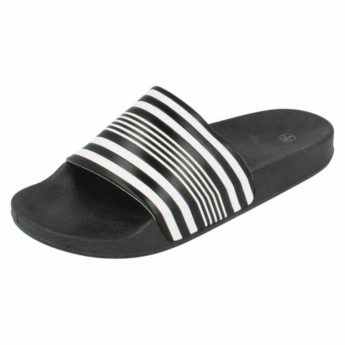 (Black, UK 10) Mens Spot on Striped Mule 1