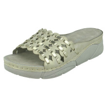 (Gold, UK 3) Ladies Spot On Mid Wedge Mules F10945