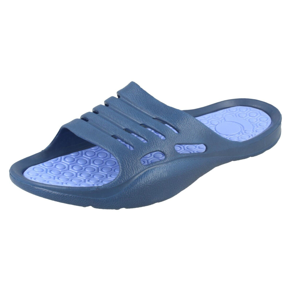 (Blue, UK 6) Ladies Spot On Casual Sliders