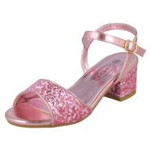 (Pink, UK 2 Child) Girls Spot On Mid Block Heel Sandals H1114