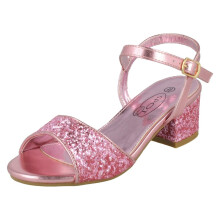(Pink, UK 11 Child) Girls Spot On Mid Block Heel Sandals H1114