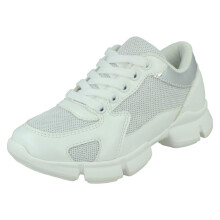 (White, UK 13 Child) Girls Spot On Chunky Sole Trainers H2611