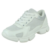 (White, UK 4 Child) Girls Spot On Chunky Sole Trainers H2611