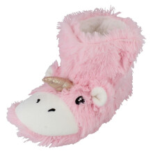 (Pink, UK 11-12 Child) Spot On Childrens Unicorn Bootee Slippers - X2111