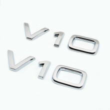 Silver Chrome Audi V10 2 Pack Rear Boot Badge Emblem Letter Number For RS6 RS7 R8 S6 S7 S8 S9