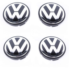 65mm VW Wheel Center Hub Caps 4-Piece Set for Golf, Passat, Polo - High-Gloss ABS Replacement