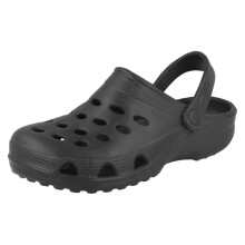 (Black, UK 11 Child) Childrens Unisex Spot On Clogs With Ankle Strap