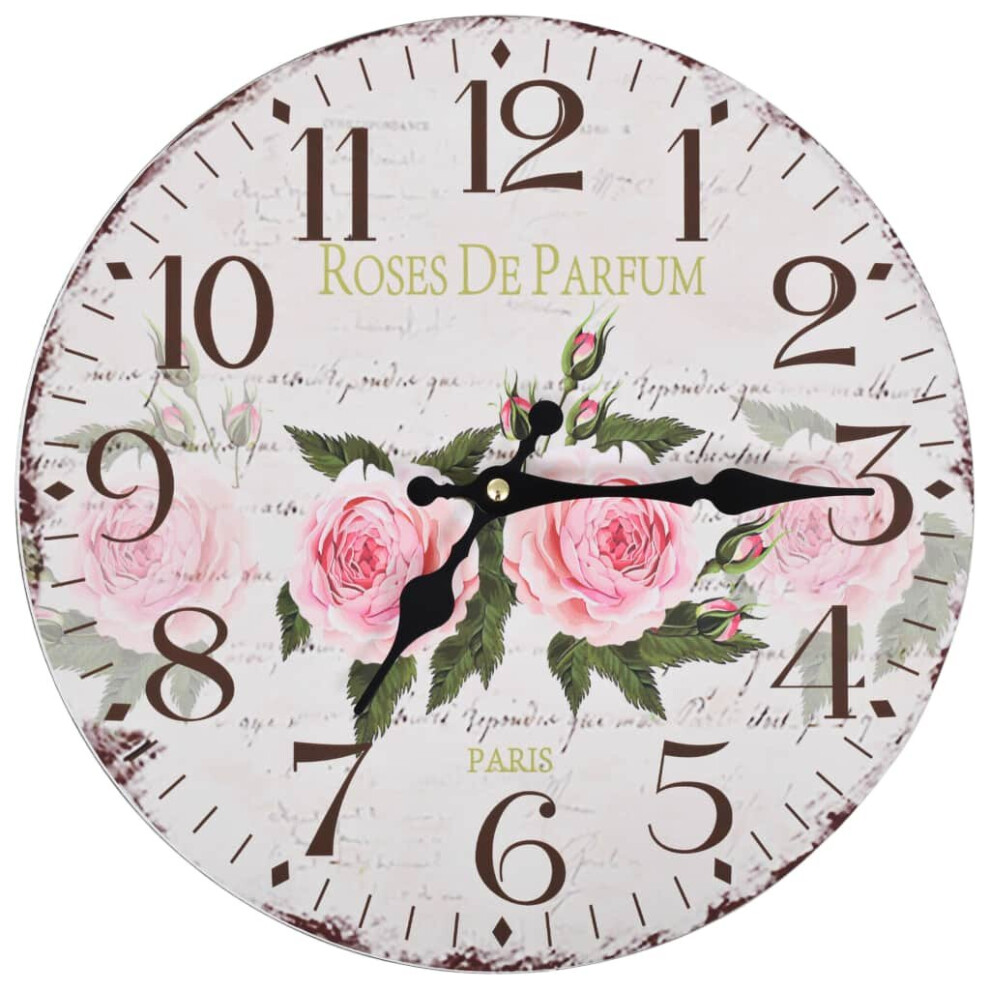 vidaXL Vintage Wall Clock Flower 30cm Home Office Living Room Analog Timer