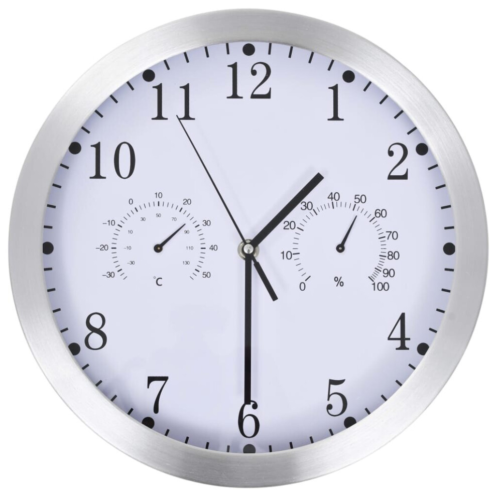 vidaXL Wall Clock with Quartz Movement Hygrometer Thermometer 30cm White Time